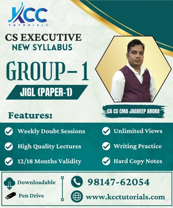 Best CS Executive JIGL Video lectures & Live Online Classes New Syllabus by Jagdeep Arora Sir at KCC Tutorials